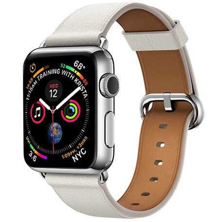Classic lederen bandje - Wit - Geschikt voor Apple Watch 38mm / 40mm / 41mm