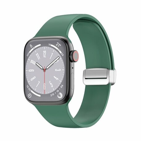 Siliconen bandje - Folding Buckle - Groen - Geschikt voor Apple Watch 42mm / 44mm / 45mm / 49mm