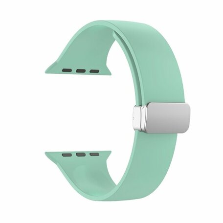 Siliconen bandje - Folding Buckle - Lichtgroen - Geschikt voor Apple Watch 42mm / 44mm / 45mm / 49mm