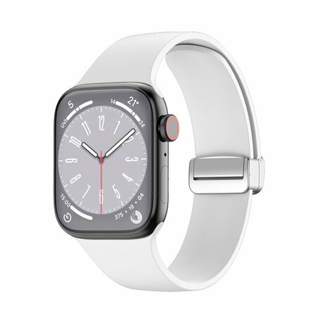 Siliconen bandje - Folding Buckle - Wit - Geschikt voor Apple Watch 42mm / 44mm / 45mm / 49mm