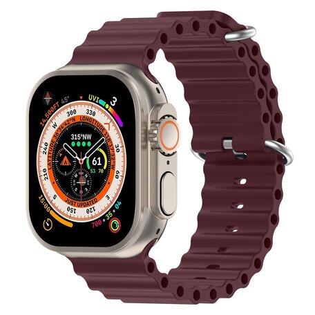 Ocean bandje - Wijnrood - Geschikt voor Apple Watch 42mm / 44mm / 45mm / 49mm