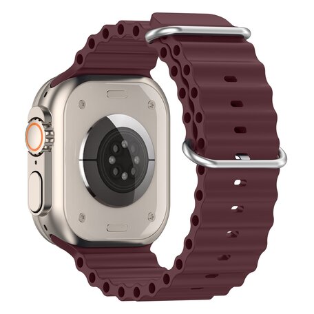 Ocean bandje - Wijnrood - Geschikt voor Apple Watch 42mm / 44mm / 45mm / 49mm