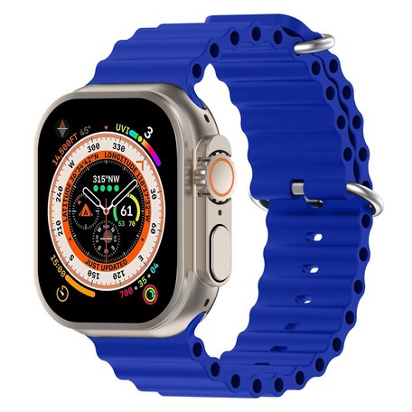 Ocean bandje - Blauw - Geschikt voor Apple Watch 42mm / 44mm / 45mm / 49mm