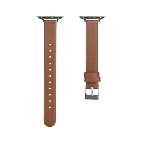 Leren Slim Fit bandje - Bruin - Geschikt voor Apple Watch 42mm / 44mm / 45mm / 49mm