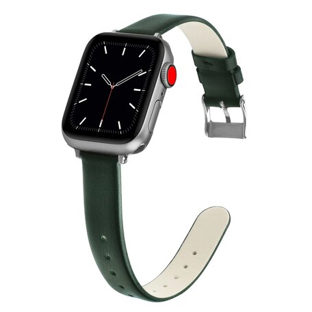 Leren Slim Fit bandje - Groen - Geschikt voor Apple Watch 42mm / 44mm / 45mm / 49mm