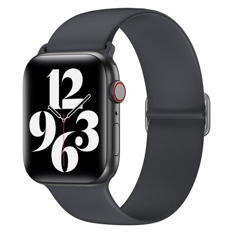 Elastische Solo Loop bandje - Donkergrijs - Geschikt voor Apple Watch 42mm / 44mm / 45mm / 49mm