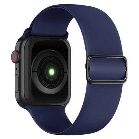 Elastische Solo Loop bandje - Donkerblauw - Geschikt voor Apple Watch 42mm / 44mm / 45mm / 49mm