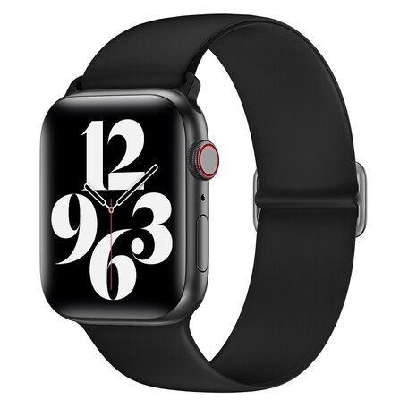 Elastische Solo Loop bandje - Zwart - Geschikt voor Apple Watch 42mm / 44mm / 45mm / 49mm