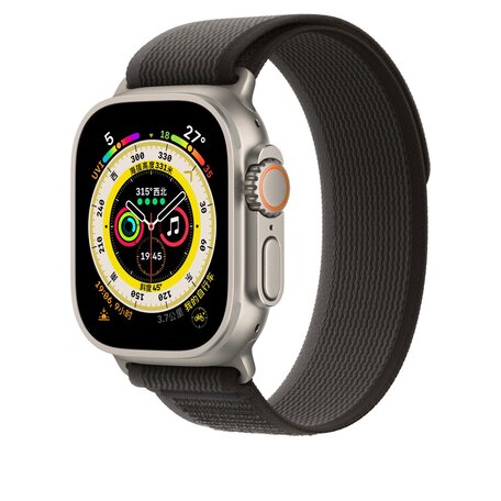 Trail nylon bandje - Zwart - Geschikt voor Apple Watch 42mm / 44mm / 45mm / 49mm