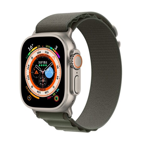 Alpine Loop nylon bandje - Groen - Geschikt voor Apple Watch 42mm / 44mm / 45mm / 49mm