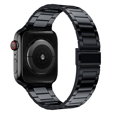 Stalen schakelband - Zwart - Geschikt voor Apple watch 42mm / 44mm / 45mm / 49mm