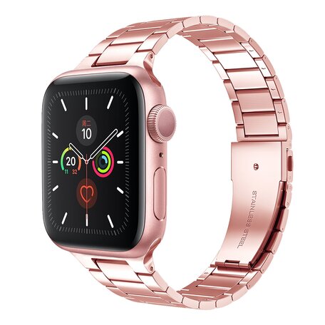 Stalen schakelband - Rosé goud - Geschikt voor Apple watch 42mm / 44mm / 45mm / 49mm