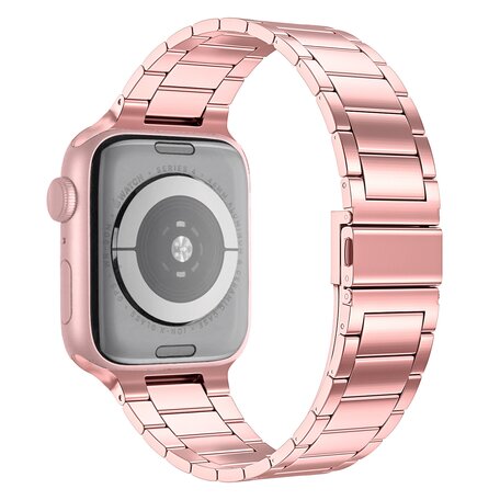 Stalen schakelband - Rosé goud - Geschikt voor Apple watch 42mm / 44mm / 45mm / 49mm