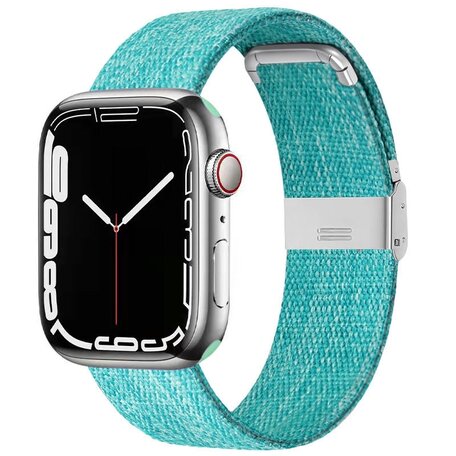 Canvas Limited Edition bandje - Groen / Turqouise - Geschikt voor Apple Watch 42mm / 44mm / 45mm / 49mm