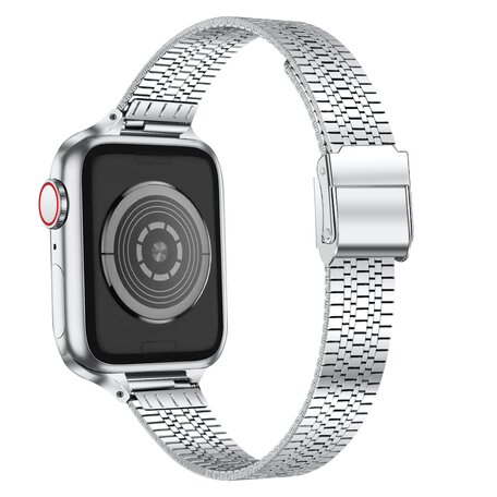 Stainless steel slim fit bandje - Zilver - Geschikt voor Apple Watch 42mm / 44mm / 45mm / 49mm