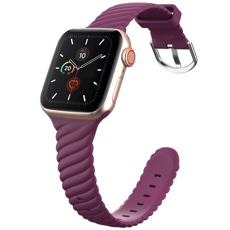 Siliconen 'Twist' bandje - Wijnrood - Geschikt voor Apple Watch 42mm / 44mm / 45mm / 49mm