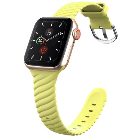 Siliconen 'Twist' bandje - Geel - Geschikt voor Apple Watch 42mm / 44mm / 45mm / 49mm