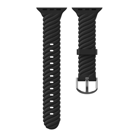 Siliconen 'Twist' bandje - Zwart - Geschikt voor Apple Watch 42mm / 44mm / 45mm / 49mm