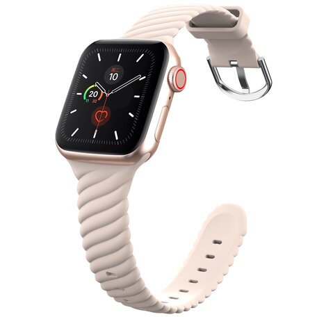 Siliconen 'Twist' bandje - Zand roze - Geschikt voor Apple Watch 42mm / 44mm / 45mm / 49mm