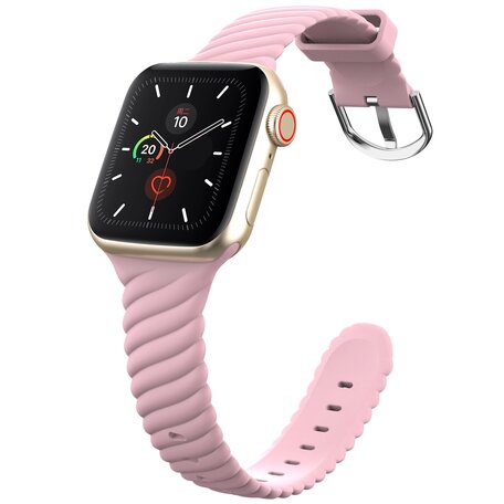 Siliconen 'Twist' bandje - Roze - Geschikt voor Apple Watch 42mm / 44mm / 45mm / 49mm