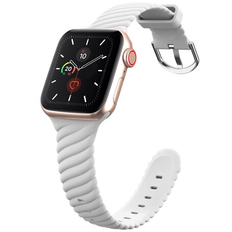 Siliconen 'Twist' bandje - Wit - Geschikt voor Apple Watch 42mm / 44mm / 45mm / 49mm