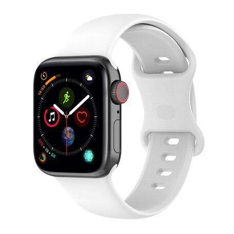 Siliconen sportbandje - Wit - Maat: M/L - Geschikt voor Apple Watch 42mm / 44mm / 45mm / 49mm