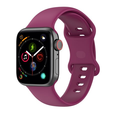 Siliconen sportbandje - Wijnrood - Maat: M/L - Geschikt voor Apple Watch 42mm / 44mm / 45mm / 49mm