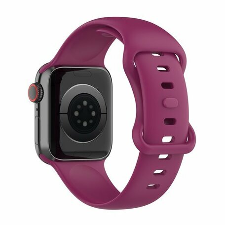 Siliconen sportbandje - Wijnrood - Maat: M/L - Geschikt voor Apple Watch 42mm / 44mm / 45mm / 49mm