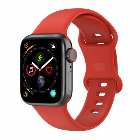 Siliconen sportbandje - Rood - Maat: S/M - Geschikt voor Apple Watch 42mm / 44mm / 45mm / 49mm