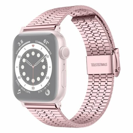 Metalen bandje - Rosé roze - Geschikt voor Apple watch 42mm / 44mm / 45mm / 49mm