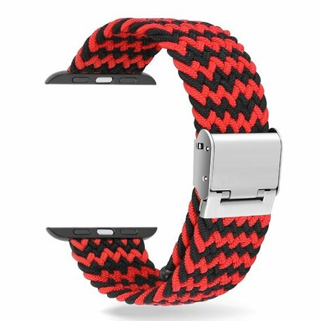 Braided nylon bandje - Zwart / Rood - Geschikt voor Apple Watch 42mm / 44mm / 45mm / 49mm