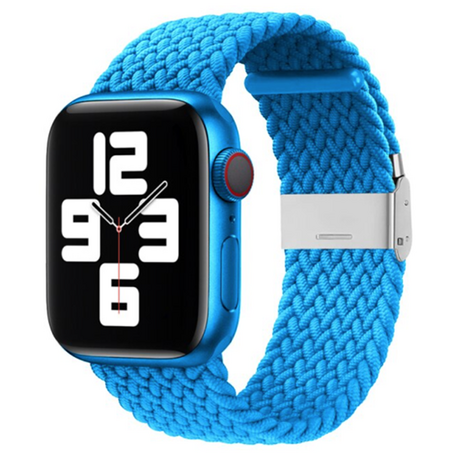 Braided nylon bandje - Lichtblauw - Geschikt voor Apple Watch 42mm / 44mm / 45mm / 49mm