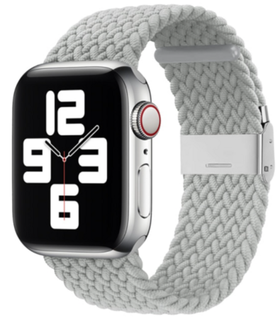 Braided nylon bandje - Lichtgrijs - Geschikt voor Apple Watch 42mm / 44mm / 45mm / 49mm