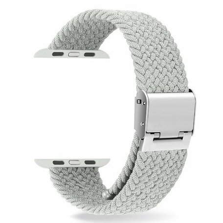 Braided nylon bandje - Lichtgrijs - Geschikt voor Apple Watch 42mm / 44mm / 45mm / 49mm