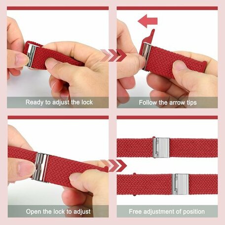 Braided nylon bandje - Rood - Geschikt voor Apple Watch 42mm / 44mm / 45mm / 49mm