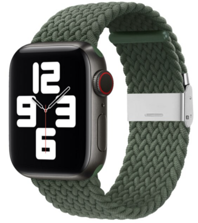 Braided nylon bandje - Groen - Geschikt voor Apple Watch 42mm / 44mm / 45mm / 49mm