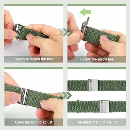 Braided nylon bandje - Groen - Geschikt voor Apple Watch 42mm / 44mm / 45mm / 49mm