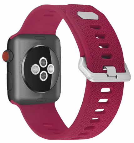 Siliconen bandje met motief - Rose Red - Geschikt voor Apple Watch 42mm / 44mm / 45mm / 49mm