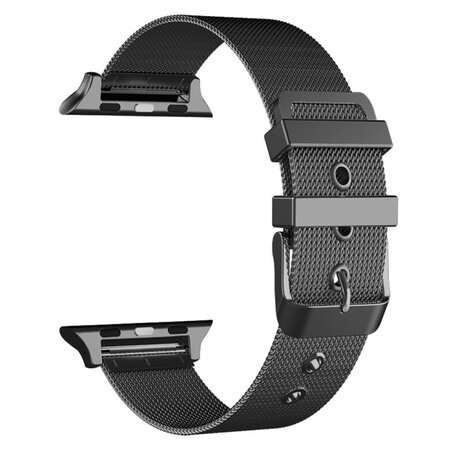Milanese met gesp bandje - Zwart - Geschikt voor Apple Watch 42mm / 44mm / 45mm / 49mm