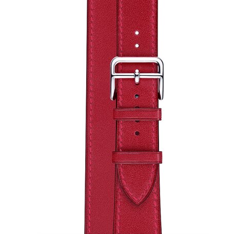 Double Leather Loop bandje - Rood - Geschikt voor Apple watch 42mm / 44mm / 45mm / 49mm