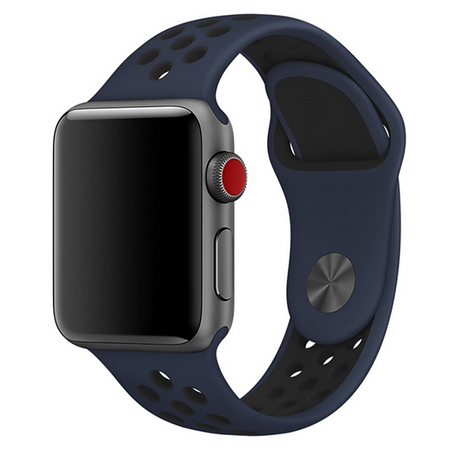 Sportbandje - Maat: S/M - Blauw + Zwart - Geschikt voor Apple Watch 42mm / 44mm / 45mm / 49mm