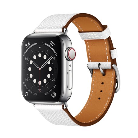 Lederen bandje - Wit - Geschikt voor Apple Watch 42mm / 44mm / 45mm / 49mm