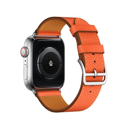 Lederen bandje - Oranje - Geschikt voor Apple Watch 42mm / 44mm / 45mm / 49mm