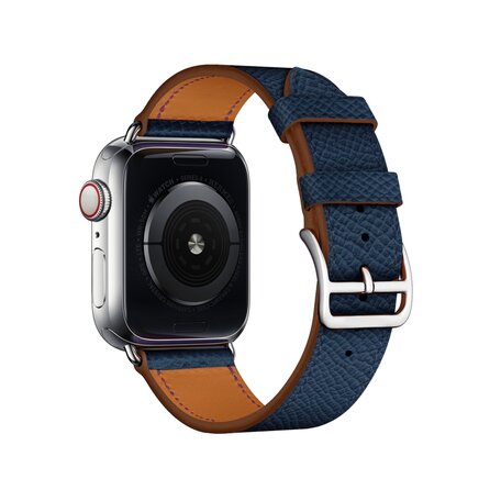 Lederen bandje - Donkerblauw - Geschikt voor Apple Watch 42mm / 44mm / 45mm / 49mm