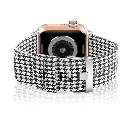 Canvas bandje - Zwart / Wit - Geschikt voor Apple Watch 42mm / 44mm / 45mm / 49mm