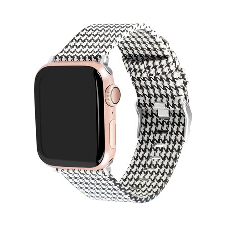 Canvas bandje - Zwart / Wit - Geschikt voor Apple Watch 42mm / 44mm / 45mm / 49mm