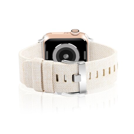 Canvas nylon bandje - Beige - Geschikt voor Apple Watch 42mm / 44mm / 45mm / 49mm