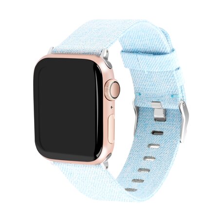 Canvas bandje - Lichtblauw - Geschikt voor Apple Watch 42mm / 44mm / 45mm / 49mm