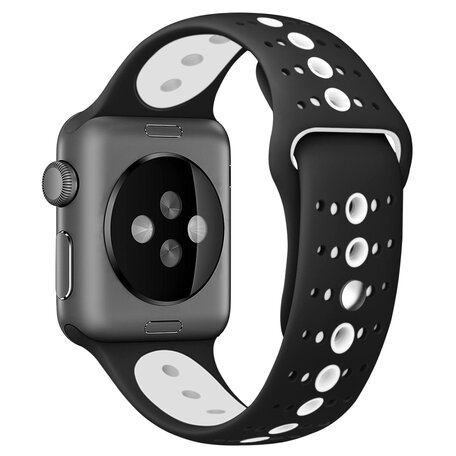 Sportbandje combi-kleuren - Zwart + wit - Geschikt voor Apple Watch 42mm / 44mm / 45mm / 49mm