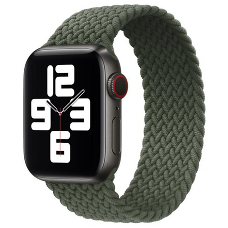 Braided Solo Loop nylon bandje - Maat: L - Groen - Geschikt voor Apple Watch 42mm / 44mm / 45mm / 49mm